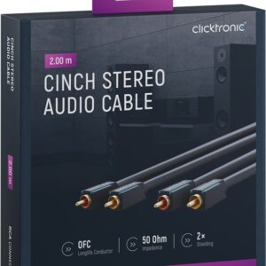 Cablu Profesional 2x RCA - 2x RCA 2m OFC cupru dublu ecaranat aurit Clicktronic 70379