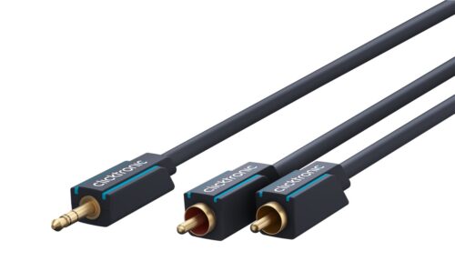 Cablu Profesional CLICKTRONIC audio STEREO JACK 3.5 mm AUX tata la 2x RCA tata STEREO 3m OFC COAX 50 ohm 70468 CLICKTRONIC