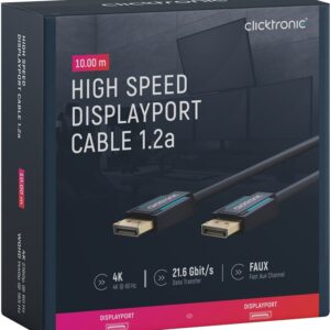 Cablu Profesional DisplayPort - DisplayPort 10m v1.2a 4K 60Hz 21.6Gbit/s AWG26 OFC Clicktronic 70715