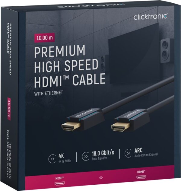 Cablu Profesional HDMI - HDMI 10m Ultra HD 4K 60Hz cu Ethernet OFC AWG24 aurit Clicktronic 70307 - imagine 7