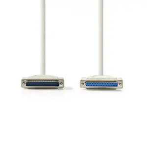 Cablu serial 25pini D-Sub tata - D-Sub 25pini mama 3m crem Nedis