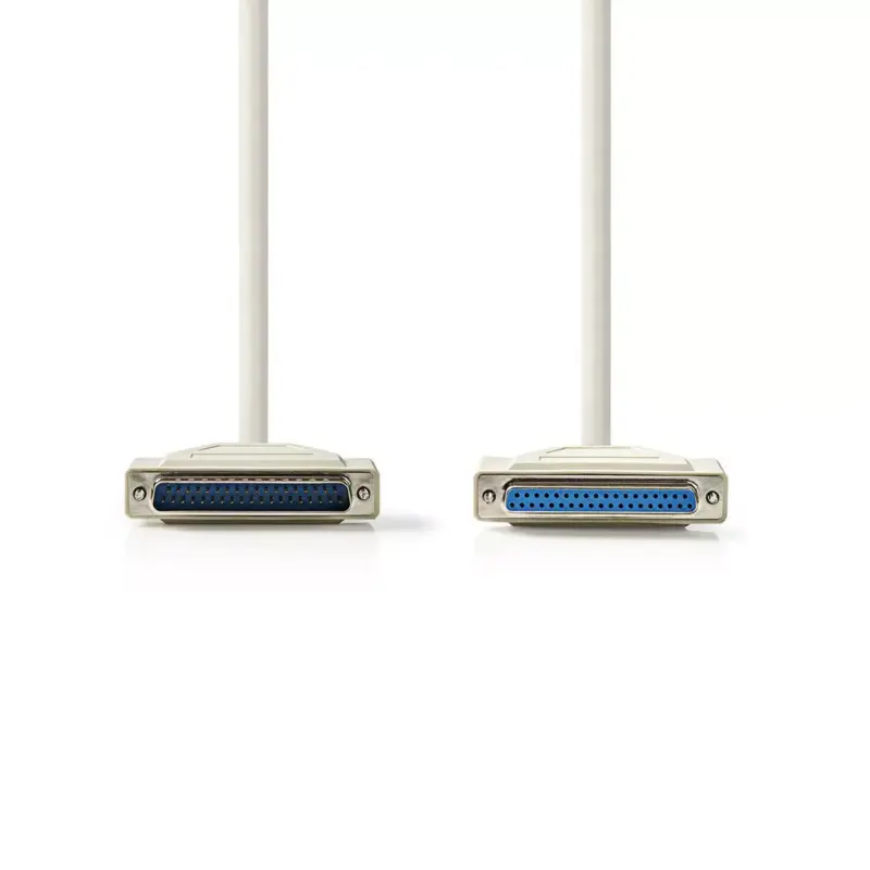 Cablu serial 25pini D-Sub tata - D-Sub 25pini mama 3m crem Nedis