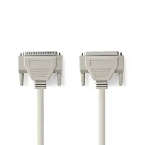 Cablu serial 25pini D-Sub tata - D-Sub 25pini mama 3m crem Nedis