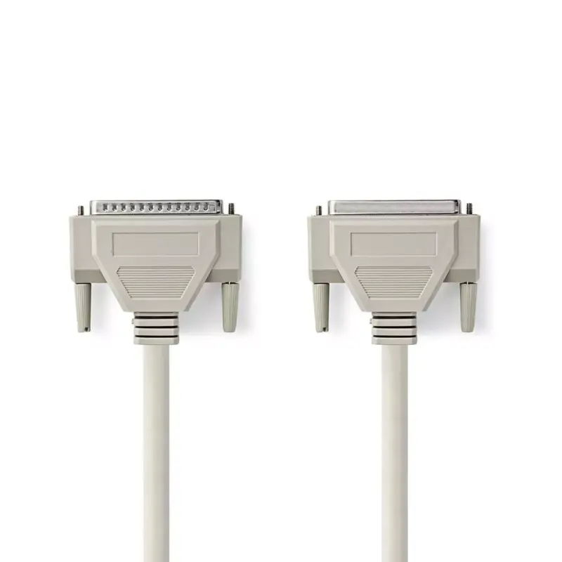 Cablu serial 25pini D-Sub tata - D-Sub 25pini mama 3m crem Nedis
