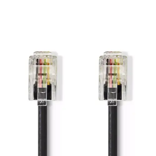 Cablu spiralat RJ10 tata - RJ10 tata 5m negru Nedis