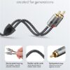 Cablu stereo 2x RCA tata-tata 0.5m premium extrem de flexibil textil negru Goobay Plus 65291 - imagine 3