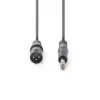 Cablu stereo XLR 3 pini tata - JACK 6.5 mm tata 5m gri Nedis - imagine 2