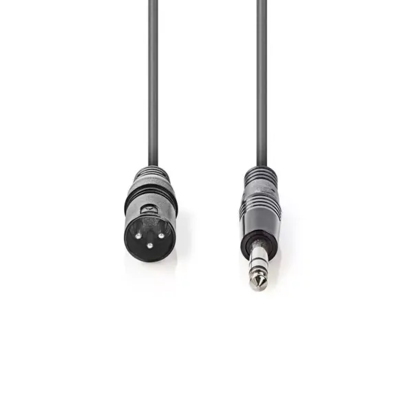 Cablu stereo XLR 3 pini tata - JACK 6.5 mm tata 5m gri Nedis - imagine 2