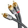 Cablu subwoofer premium flexibil RCA Y 2m RCA tata - 2x RCA tata negru Goobay Plus 65300