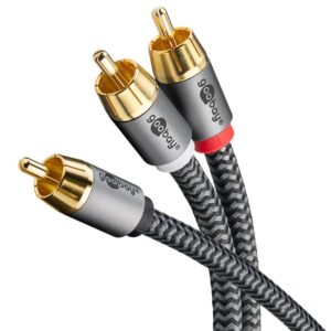Cablu subwoofer premium flexibil RCA Y 2m RCA tata - 2x RCA tata negru Goobay Plus 65300