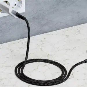 Cablu textil USB TYPE C tata-tata 0.5m 3A mufe metalice argintiu Goobay