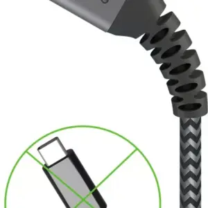 Cablu textil USB TYPE C tata-tata 0.5m 3A mufe metalice argintiu Goobay