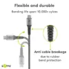 Cablu textil USB TYPE C tata-tata 0.5m 3A mufe metalice argintiu Goobay - imagine 5