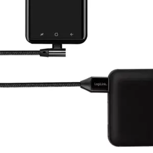 Cablu USB 2.0 A mufa - USB Type C mufa in unghi 1m negru LOGILINK CU0138