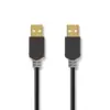 Cablu USB 2.0 A tata - A tata 2m Hi-Speed 480Mbps antracit Nedis