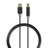 Cablu USB 2.0 A tata - USB-B tata imprimanta 3m antracit Nedis - imagine 2