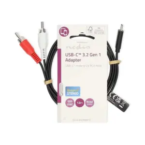 Cablu USB 3.2 Gen 1 USB-C tata Digital IN - 2x RCA tata Analogic OUT 1m negru Nedis CCGL64240BK10
