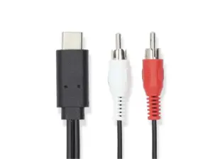 Cablu USB 3.2 Gen 1 USB-C tata Digital IN - 2x RCA tata Analogic OUT 1m negru Nedis CCGL64240BK10