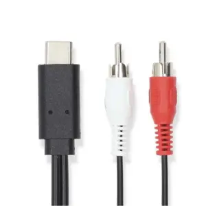 Cablu USB 3.2 Gen 1 USB-C tata Digital IN - 2x RCA tata Analogic OUT 1m negru Nedis CCGL64240BK10