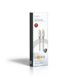 Cablu USB 3.2 Gen2x2 TYPE C tata-tata 20Gbps 1m 100W 5A argintiu Nedis