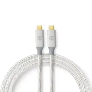 Cablu USB 3.2 Gen2x2 TYPE C tata-tata 20Gbps 1m 100W 5A argintiu Nedis