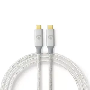 Cablu USB 3.2 Gen2x2 TYPE C tata-tata 2m 20Gbps 100W 5A argintiu Nedis