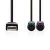 Cablu USB-A tata - 2x PS/2 mama tastatura/mouse Nedis 0.3m negru CCGB60830BK03 - imagine 2