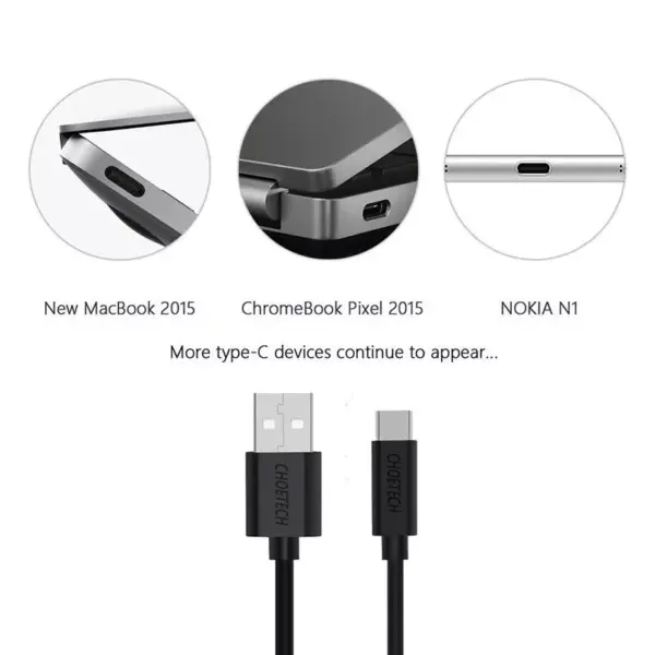 Cablu USB-A - USB TYPE C 3m 2.4A negru Choetech AC0004 - imagine 2