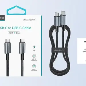 Cablu USB-C - USB-C PD 60W 1.2m negru textil XCC-1014 Choetech XCC-1014-BK