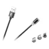 Cablu USB MAGNETIC 3in1 USB Type C LIGHTNING micro USB 1m negru REBEL - imagine 2