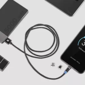 Cablu USB MAGNETIC 3in1 USB Type C LIGHTNING micro USB 1m negru REBEL