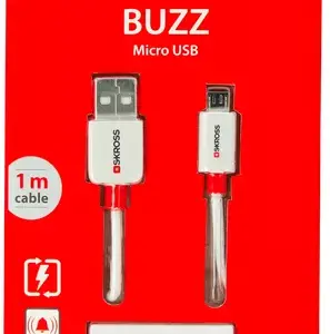 Cablu USB Skross Buzz Line A tata - micro USB A tata 1m alb
