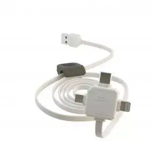 Cablu USB Type C micro USB Lightning 1.5m alb Allocacoc