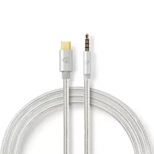 Cablu USB TYPE C tata - Jack 3.5 mm tata 1m aurit argintiu Nedis