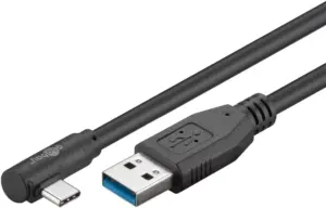 Cablu USB TYPE C tata la USB A 3.0 tata unghi 90 grade 1m 15W 5Gbps Goobay