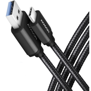 Cablu USB type C - USB-A 2m USB 3.2 Gen1 3A impletit negru Axagon BUCM3-AM20AB