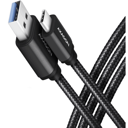 Cablu USB type C - USB-A 2m USB 3.2 Gen1 3A impletit negru Axagon BUCM3-AM20AB