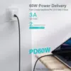 Cablu USB Type C - USB Type C Choetech XCC-1003 PD 60W 1.2m negru - imagine 2