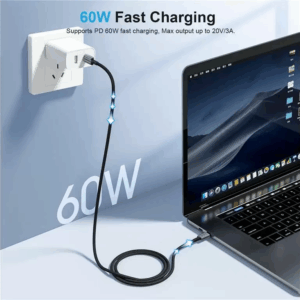 Cablu USB type C - USB type C PD 60W 3A 2m negru textil Choetech XCC-1015-BK