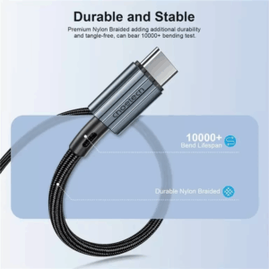 Cablu USB type C - USB type C PD 60W 3A 2m negru textil Choetech XCC-1015-BK
