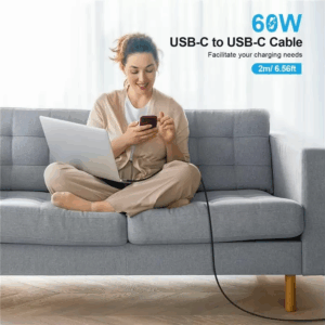 Cablu USB type C - USB type C PD 60W 3A 2m negru textil Choetech XCC-1015-BK