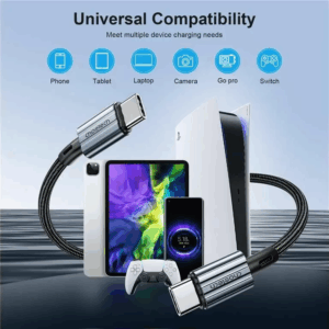 Cablu USB type C - USB type C PD 60W 3A 2m negru textil Choetech XCC-1015-BK
