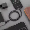 Cablu USB - USB Type C 0.5m negru panzat REBEL - imagine 3