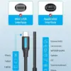 Cablu USB2.0 mini 5pin mufa tata - USB C mufa tata nichelat 2m negru dublu ecranat 2A VENTION COWBH - imagine 3