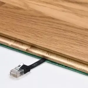 Cablu UTP CAT6 plat mufat 0.5m negru patchcord cupru 2x RJ45 Goobay