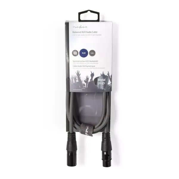 Cablu XLR stereo Nedis XLR 3pini tata - XLR 3pini mama 1.5m gri - imagine 3