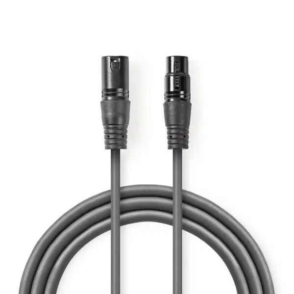 Cablu XLR Stereo XLR 3 pini tata - XLR 3 pini mama 1m gri Nedis