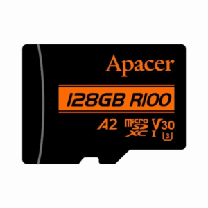 Card microSDXC UHS-I U3 V30 A2 Apacer 128GB R100 cu adaptor SD AP128GMCSX10U8-R