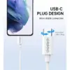Casti In-Ear cu fir Choetech OC-A011-WH USB-C microfon reglare volum silicon alb - imagine 5