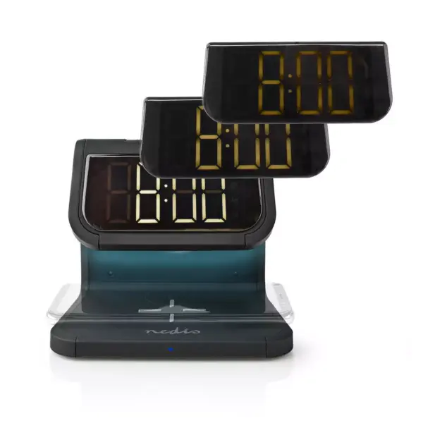 Ceas cu alarma Nedis incarcator wireless Qi lumina multicolora negru - imagine 2